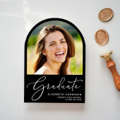 Elegant Script Arch Photo Afstuderen Aankondiging