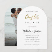 Elegant Script Arch Photo Couples Bridal Shower Kaart (Voorkant / Achterkant)