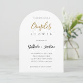 Elegant Script Arch Photo Couples Bridal Shower Kaart (Staand voorkant)