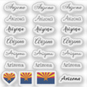 Elegant script Arizona & Arizona Flag /name Set Sticker (Voorkant)