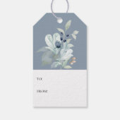 Elegant Script Artic Botanical Dusty Blue Vakantie Cadeaulabel (Achterkant)