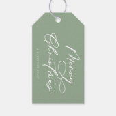 Elegant Script Artic Botanical Sage Groene Vakanti Cadeaulabel (Voorkant)