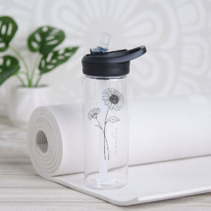 Elegant Script Aster September Geboorte Bloem Naam Waterfles