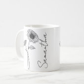 Elegant Script Aster September Geboortebloem Naam Koffiemok (Voorkant links)