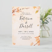 Elegant Script Autumn Weddenschap Kaart (Staand voorkant)