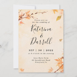 Elegant Script Autumn Weddenschap Kaart