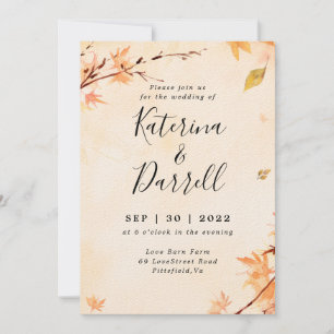 Elegant Script Autumn Weddenschap Kaart