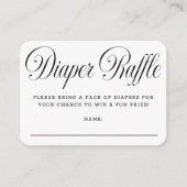 Elegant Script B & W Baby Shower Diaper Raffle Informatiekaartje (Voorkant)
