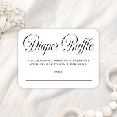 Elegant Script B & W Baby Shower Diaper Raffle Informatiekaartje
