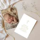 Elegant script Baby Boy Girl Doop Foto Goud Kaart