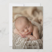 Elegant script Baby Boy Girl Doop Foto Goud Kaart (Voorkant)