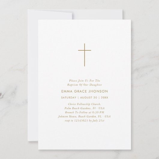 Elegant script Baby Boy Girl Doop Foto Goud Kaart (Achterkant)