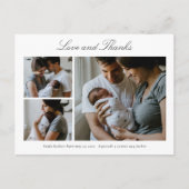 Elegant Script Baby Fotoaankondiging Bedankt Briefkaart (Voorkant)