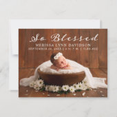 Elegant script Baby Girl Fotoaankondiging Aankondiging (Voorkant)