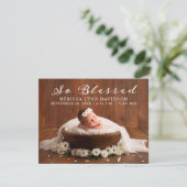 Elegant script Baby Girl Fotoaankondiging Aankondiging (Staand voorkant)