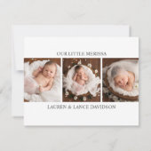 Elegant script Baby Girl Fotoaankondiging Aankondiging (Achterkant)