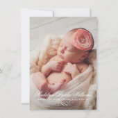 Elegant Script Baby Meisje Multi Foto Geboorte Aankondiging (Voorkant)
