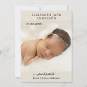 Elegant Script Baby Photo Birth Announcement Card Bedankkaart (Voorkant)