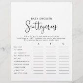 Elegant Script Baby shower Scatories Game (Voorkant)