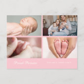 Elegant script babysjabloon roze geboorte aankondigingskaart (Achterkant)
