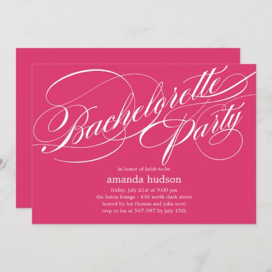 Elegant Script Bachelorette Party Invitation Kaart (Voorkant / Achterkant)