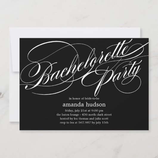Elegant Script Bachelorette Party Invitation Kaart (Voorkant)
