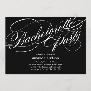 Elegant Script Bachelorette Party Invitation Kaart