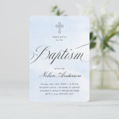Elegant Script Baptism Invitation Kaart (Staand voorkant)