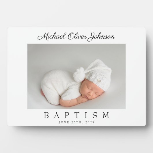 Elegant Script Baptisme Foto Fotoplaat (voorkant)