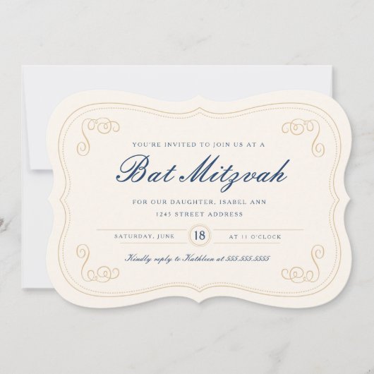 Elegant script Bat Mitzvah Kaart (Voorkant)
