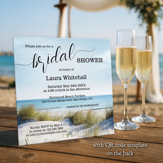 Elegant Script Beach Bridal Shower Kaart