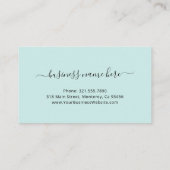 Elegant Script Beauty Salon Blauwgroen Turquoise Klantenkaartje (Achterkant)