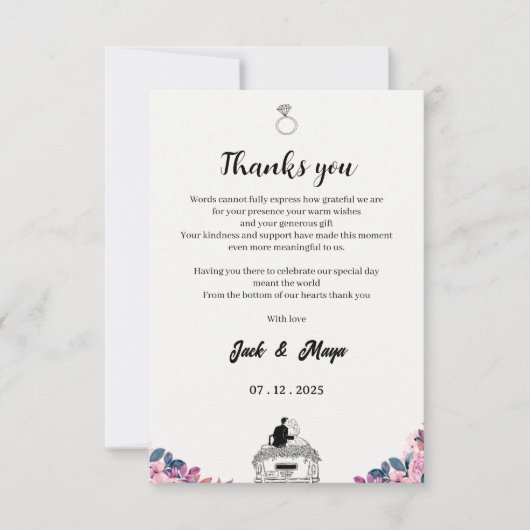 Elegant script bedankkaart - bruiloft of evenement (Voorkant)