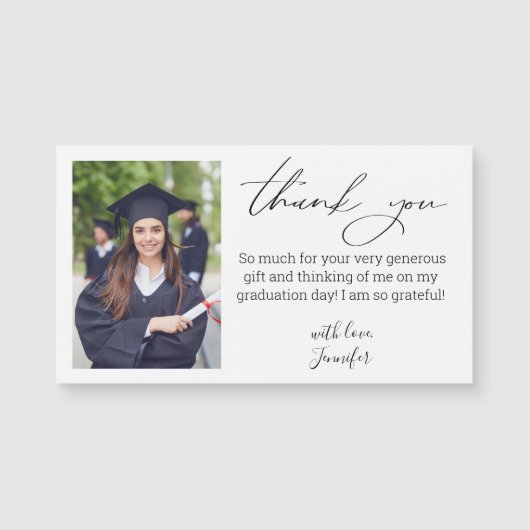 Elegant script Bedankt afstuderen fotomagneet (Voorkant)