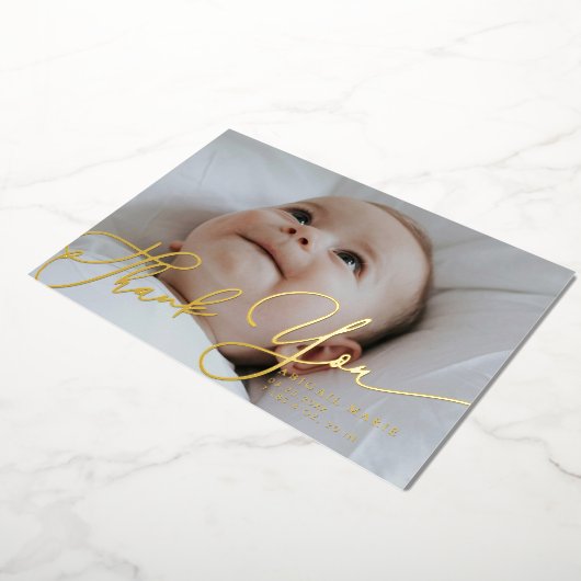 Elegant script Bedankt Baby Aankondiging (Gedraaid)