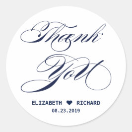 Elegant script Bedankt bruiloft op maat Ronde Sticker