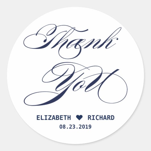 Elegant script Bedankt bruiloft op maat Ronde Sticker (Voorkant)