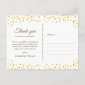 Elegant script bedankt Gold Love Hearts Confetti Briefkaart (Achterkant)