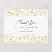 Elegant script bedankt Gold Love Hearts Confetti Briefkaart (Voorkant)