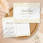 Elegant script bedankt Gold Love Hearts Confetti Briefkaart