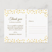 Elegant Script Bedankt Goud Liefde Harten Confetti Briefkaart (Achterkant)