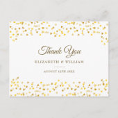 Elegant Script Bedankt Goud Liefde Harten Confetti Briefkaart (Voorkant)