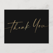 Elegant script bedankt je stijlvolle zwart briefkaart (Voorkant)