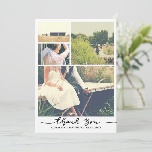 Elegant script bedankt | Paar foto bruiloft (Staand voorkant)