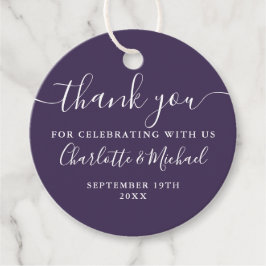Elegant Script Bedankt Paarse Bruiloft Bedankjes Labels