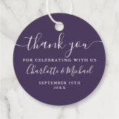 Elegant Script Bedankt Paarse Bruiloft Bedankjes Labels (Achterkant)