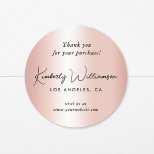 Elegant Script Bedankt Roze Goud Ronde Sticker