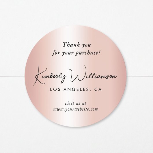 Elegant Script Bedankt Roze Goud Ronde Sticker