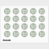 Elegant Script Bedankt Sage Groene Favor Ronde Sticker (Vel)