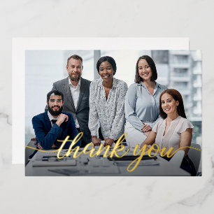 Elegant script Bedankt Team Photo Business Folie Feestdagenkaart